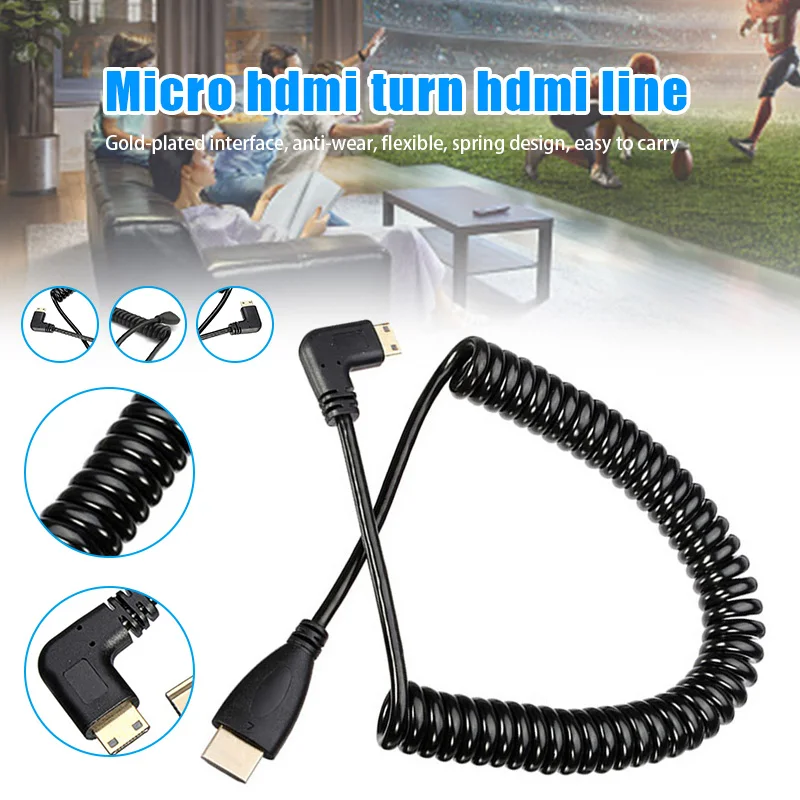 Новый пружинный удлинитель Micro HDMI с углом 90 градусов портативный прочный для