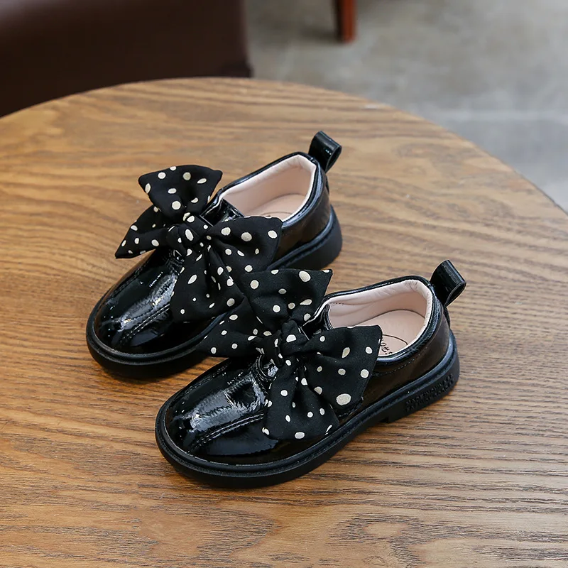 Zapatos de cuero para ni&ntilde;as, zapatillas planas de princesa con pajarita, primavera y oto&ntilde;o, E436, 2022-1