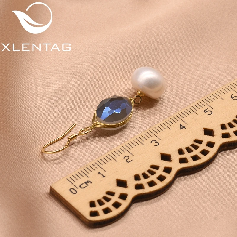 XlentAg натуральный синий камень пресноводный жемчуг Висячие Серьги Brincos Para As Mulheres