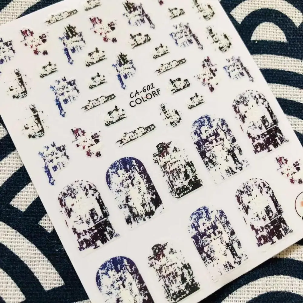 

Наклейки для ногтей, черные и разноцветные буквы, CA-602, стикеры 3d на ногти nail art
