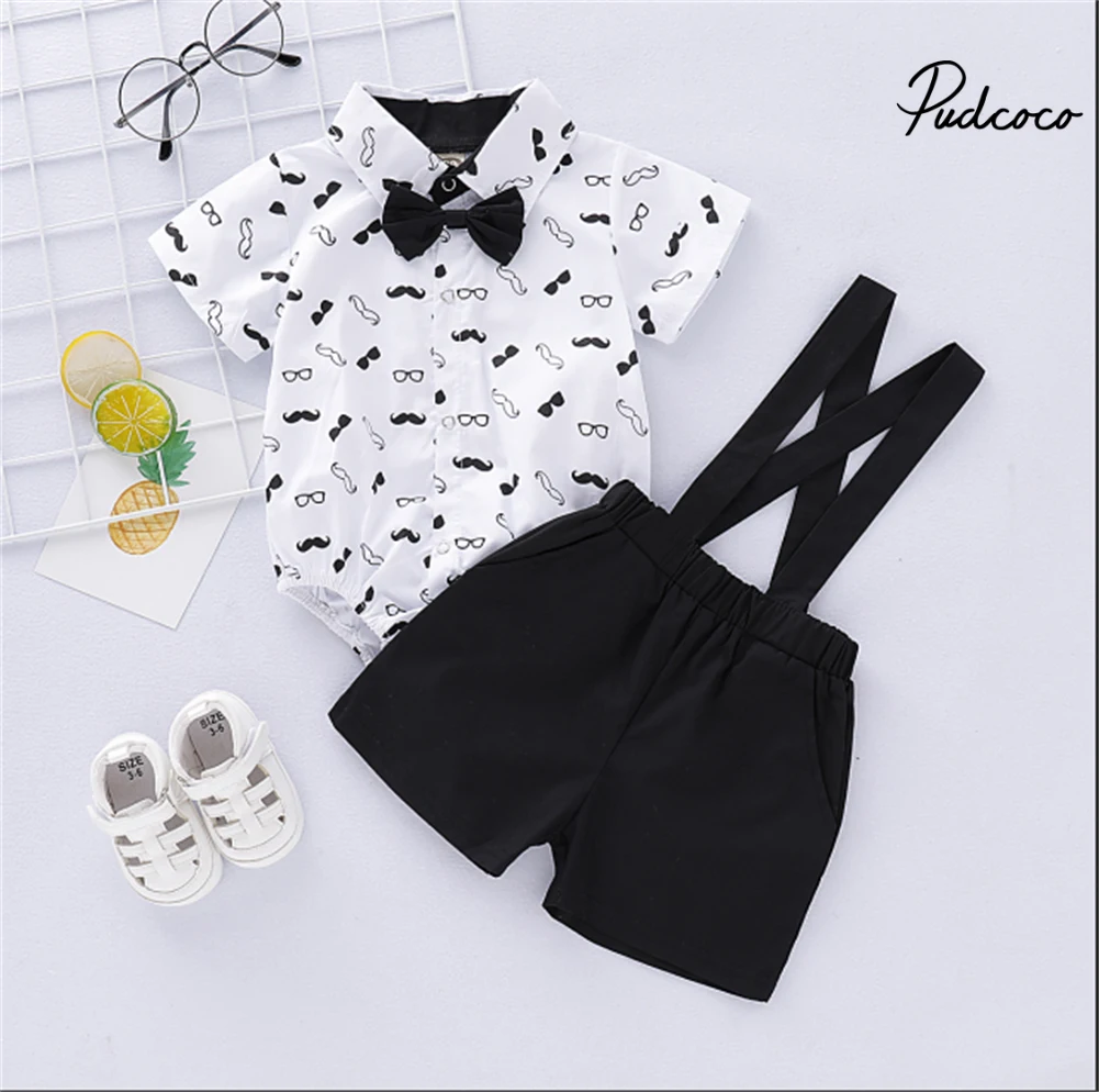 

Costume for Baby Boys Suits Formal Children Fantasy Boy Child Suit Bow Dress Shirts Bodysuit+Overall Wedding Wear Child Clothing