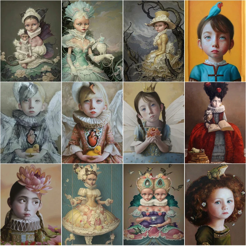 

5D алмазная вышивка «сделай сам», мозаика, древняя благородная картина маслом для маленькой девочки, картина стразы, настенное искусство, ук...