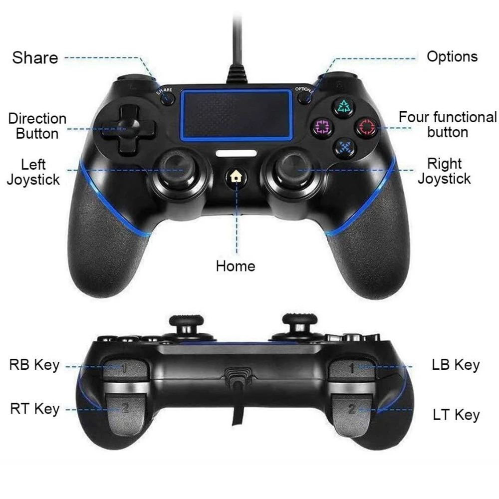 USB проводной игровой контроллер для Sony PlayStation 4 Joypad черный джойстик компьютерный