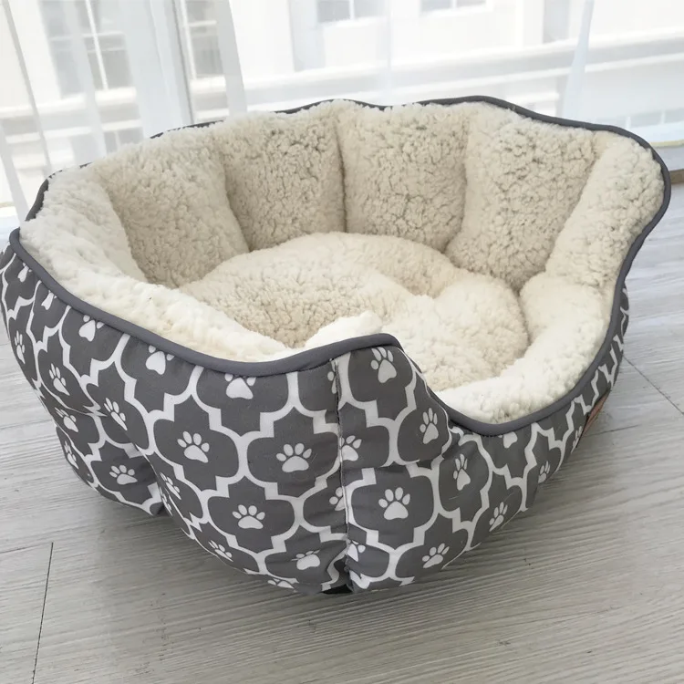 U образная кровать для домашних питомцев моющаяся больших собак серый/светло