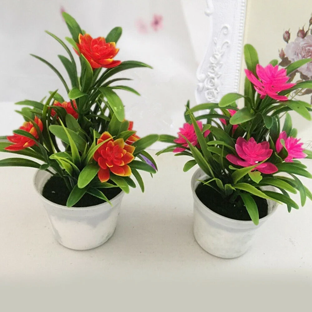 1pc Artificial Flowers Desk Decorative Bonsai Artificial Plants Garden Simulation Potted Plant For Home Decoration Hotel Garden