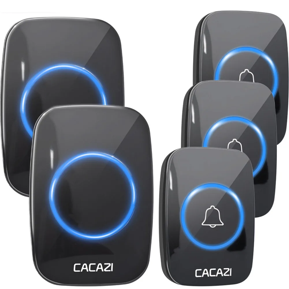 3 button 2 receiver CACAZI 60 Chime 110DB беспроводной дверной звонок Водонепроницаемый 300 м Пульт дистанционного управления ЕС вилка умный дверной звонок батарея 1 2 3 Кнопка 1 2 3 4 Приемник - Цвет: 3 button 2 receiver