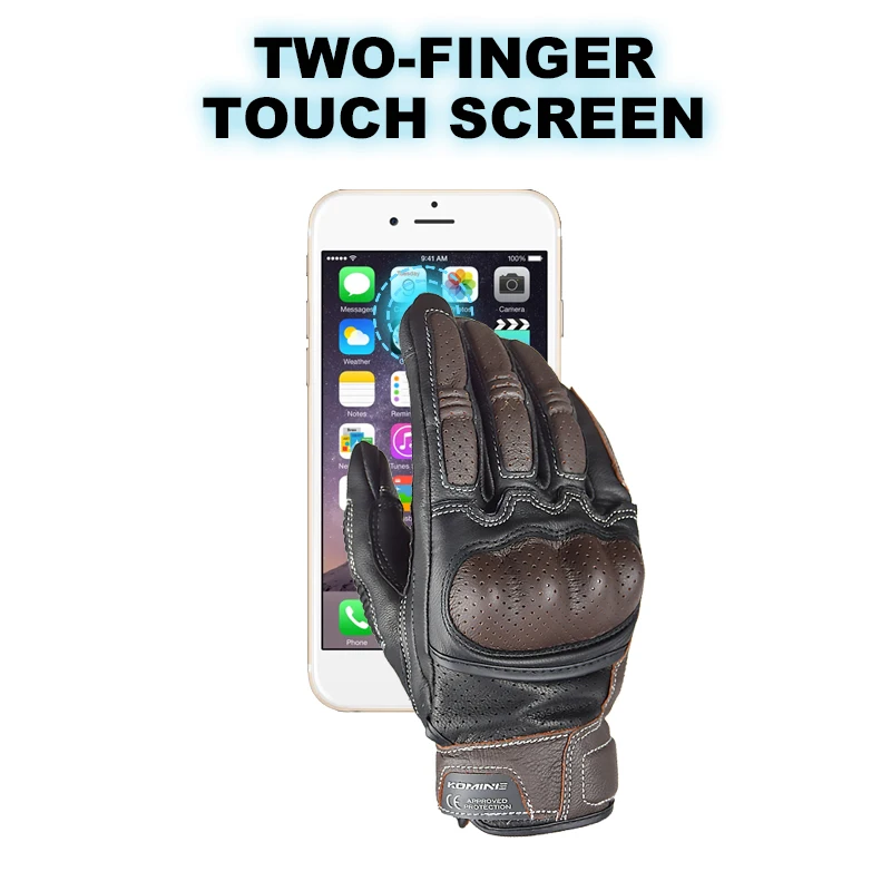 Кожаные Мотоциклетные Перчатки KOMINE с сенсорным экраном черные|Перчатки| |