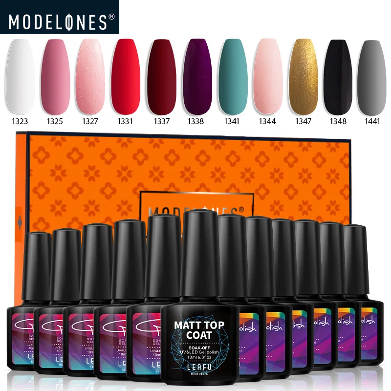 12 PCS SET 08 Modelones 6/12 шт матовый лак для ногтей Гель-лак замачиваемый Блестящий светодиодный Гель-лак наборы для ногтей долговечный Полупостоянный лак - Цвет: 12 PCS SET 08