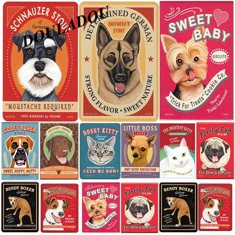 

[Douladou] Cutie BABY Dogs Art Metal Signs House Poster Fashion Wall Sticker Metal Picture Signs Bar Decor Craft Sticker 20x30CM