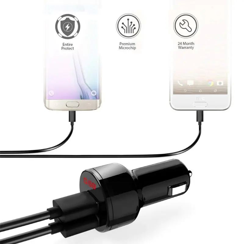 Автомобильное зарядное устройство с двумя портами 12 В/24 В 3 1 А USB цифровой