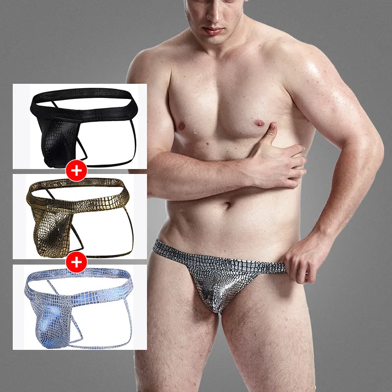 

Стринги мужские эротические из змеиной кожи, джоки, имитация кожи, сексуальное нижнее белье для геев