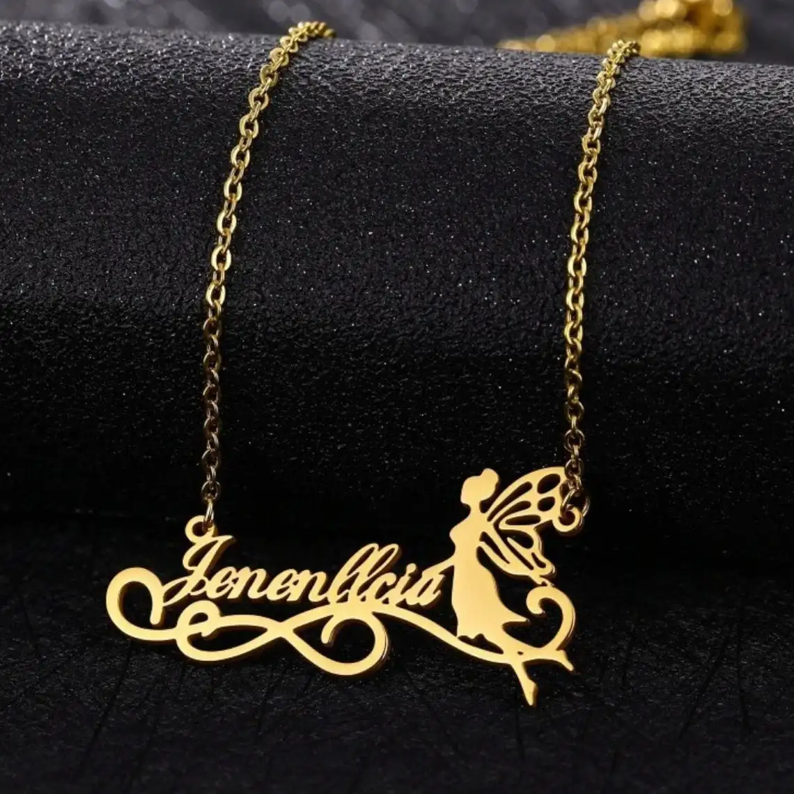 

Personalized Fashion Fairy Necklace Stainless Steel Name Beauty Pendant Angel for Collier Femme Charm Jewelry Birthday Gifts