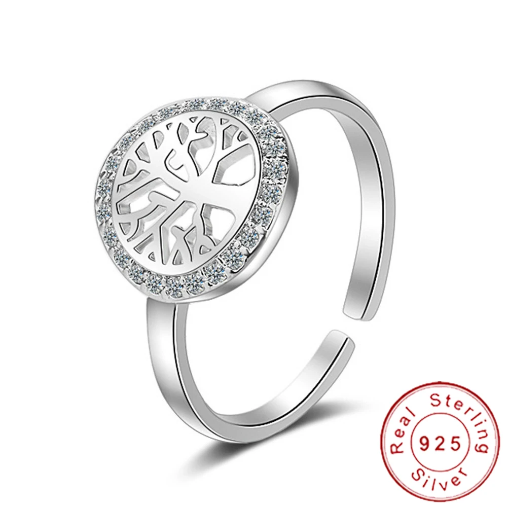 Минималистичное кольцо Древо жизни регулируемое изящное с круглым кольцом