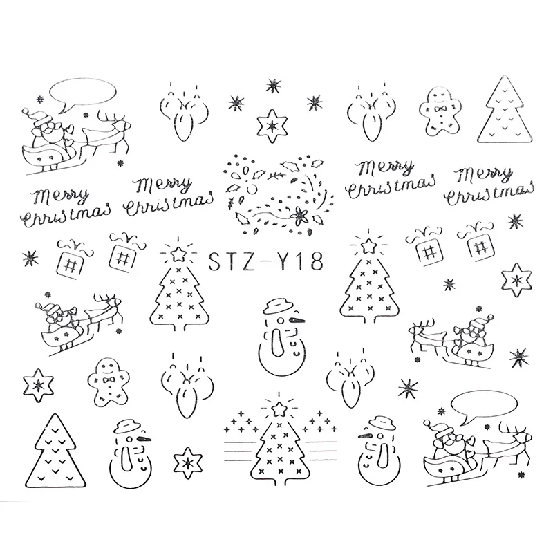 1 шт Санта Клаус снежинки слайдер наклейки для ногтей переводная наклейка Фольга
