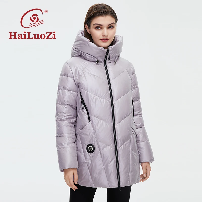 Новинка 2021 модная зимняя куртка HaiLuoZi брендовая Толстая Женская парка пальто