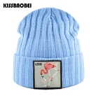 Мягкая Шапка-бини с напуском, мужские шапки, мужские облегающие шапки, Повседневные вязаные шапки унисекс с нашивками в виде животных и черепа