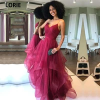 burgundy prom dresses v neck spaghetti strap pleats a line tulle custom made party gowns backless evening dress for graduation