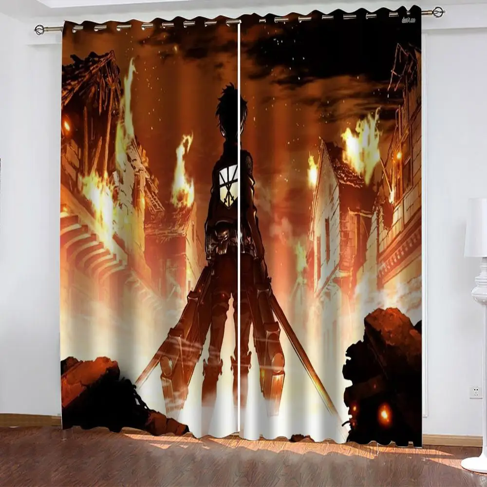 2 шт./комплект занавески на окна с рисунком из аниме атака Титанов | Дом и сад