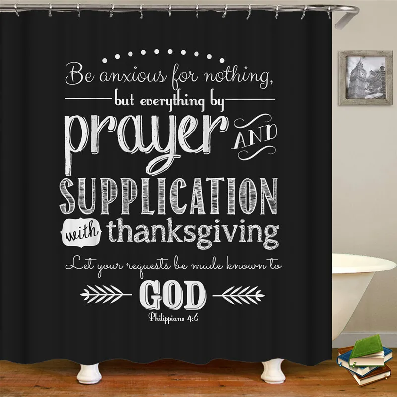 Благодарение письмо печать душ полиэстер ткань Ванная комната