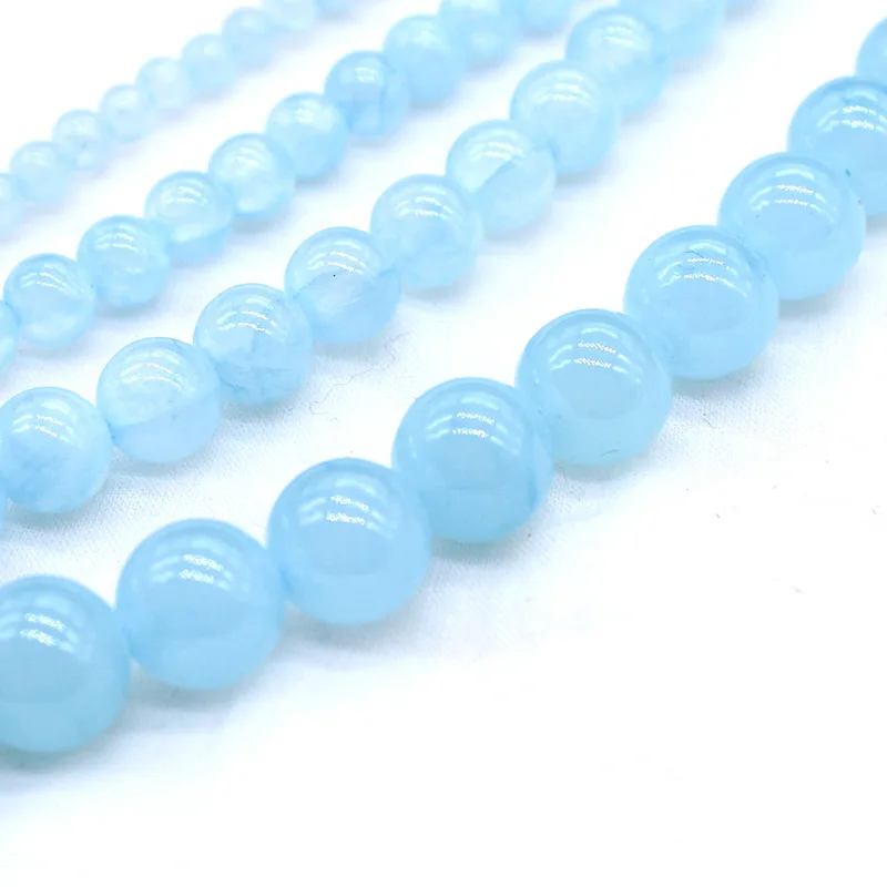 Новый натуральный голубой персидский нефрит Круглый драгоценный камень Бусины