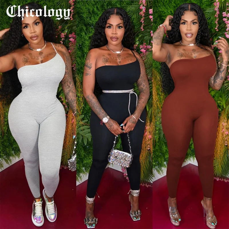

Chicology 2021 Летний комбинезон в одну полоску для женщин эластичный однотонный облегающий Элегантный Новый стиль Женская одежда