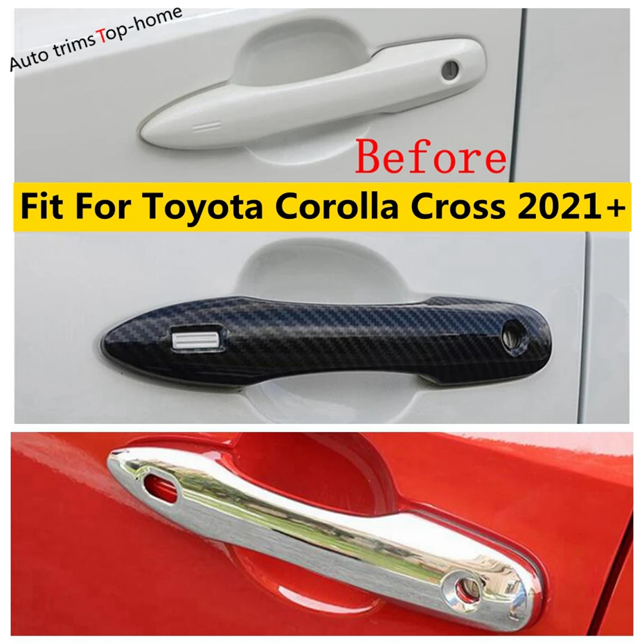 

Accessories For Toyota Corolla Cross 2021 2022 ABS Chrome / Carbon Fiber Exterior Car Outer Door Handle Bowl Decor Cover Trim