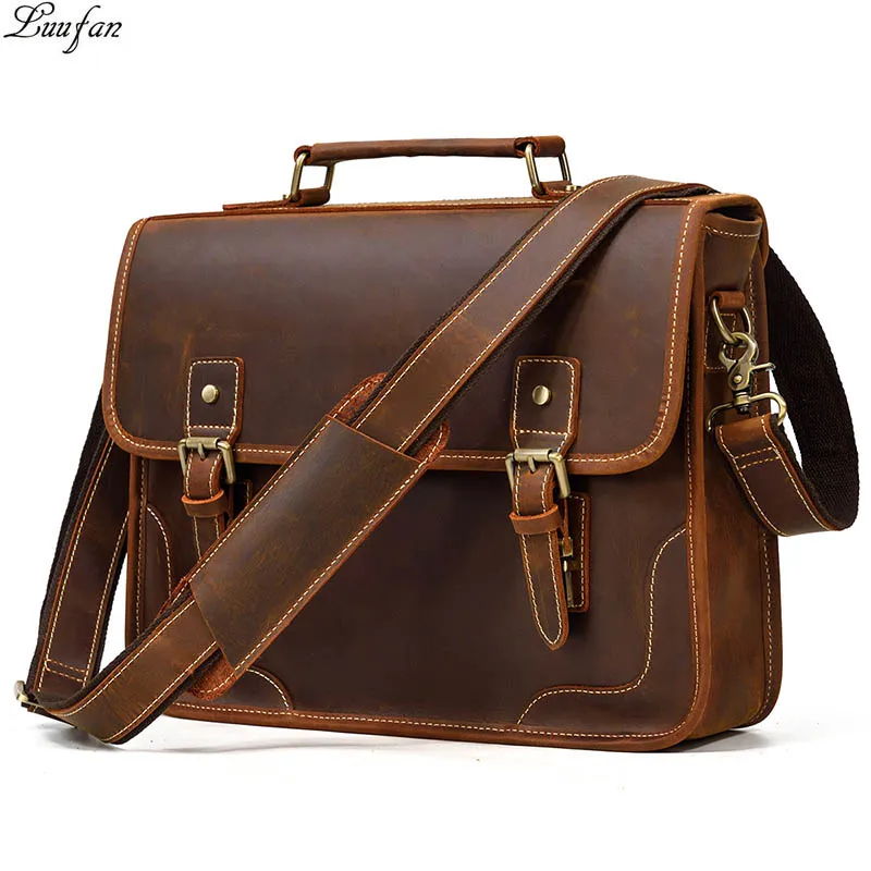 Luufan Genuine Leather Men's Briefcase Fit 15.6