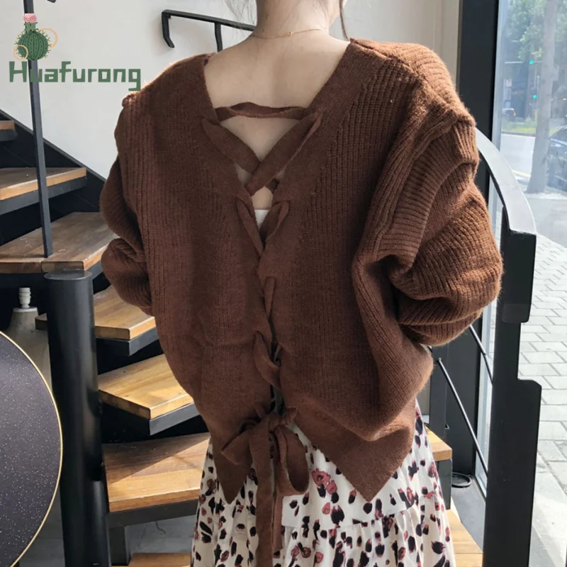 

Женский однобортный свитер с V-образным вырезом, длинным рукавом