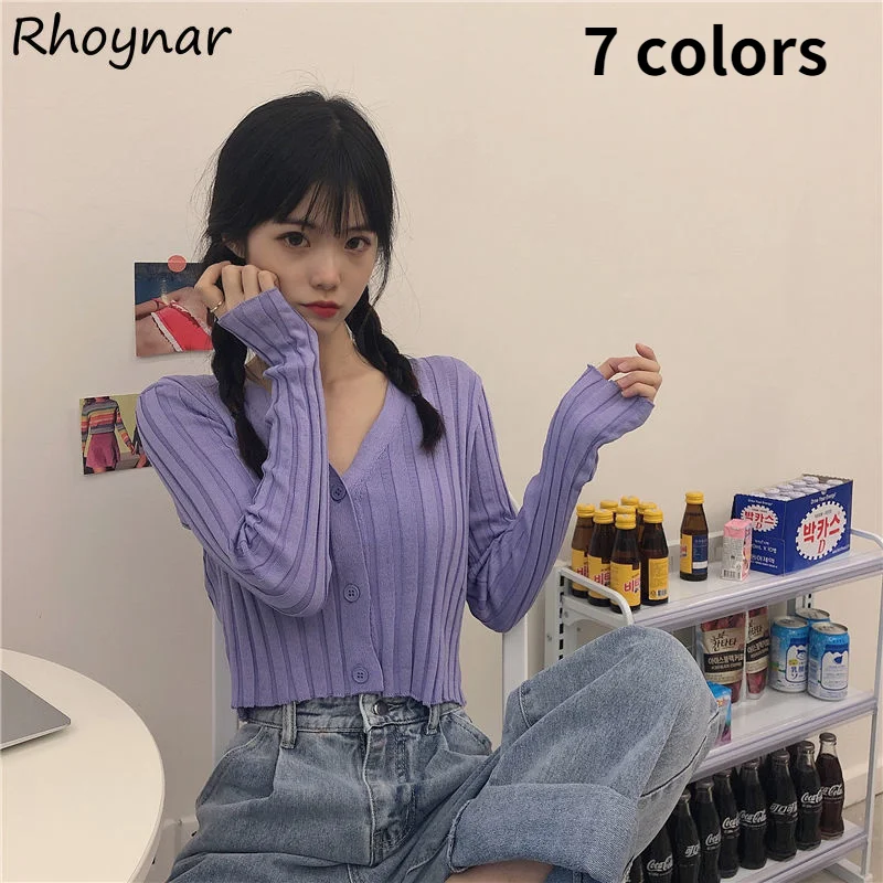

Jackets Women Cropped Sunscreen Minimalist All-match Summer Korean Style V-neck Long Sleeve Trendy Casual Hot Sale Daily New Ins