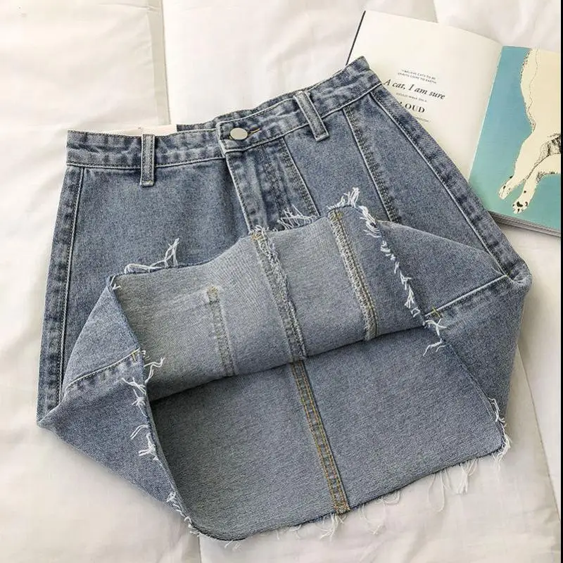 

ZHISILAO Irregular A-line Straight Denim Skirt Women Vintage Pocket High Waist Pencil Jeans Skirt Summer 2021 Sexy Casual Skirts