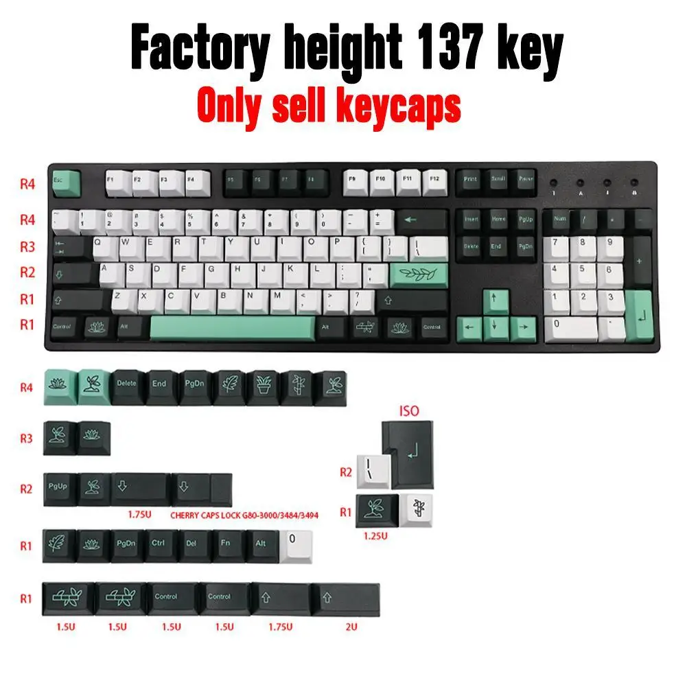 

137 Keys GMK Botanical Theme Keycap Profile DYE-SUB Keycaps For Mechanical Keyboard 61 64 68 96 Layout Keyboard Accessory
