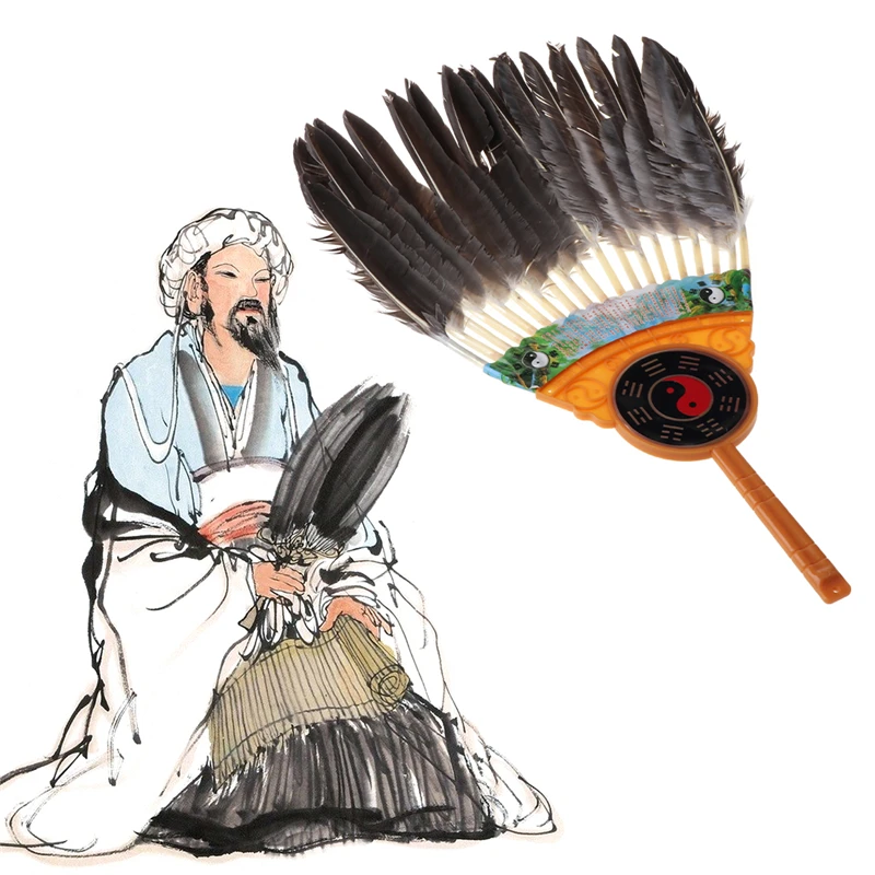 Старинный китайский Zhuge Liang веер с черными перьями бамбуковые веера старинные