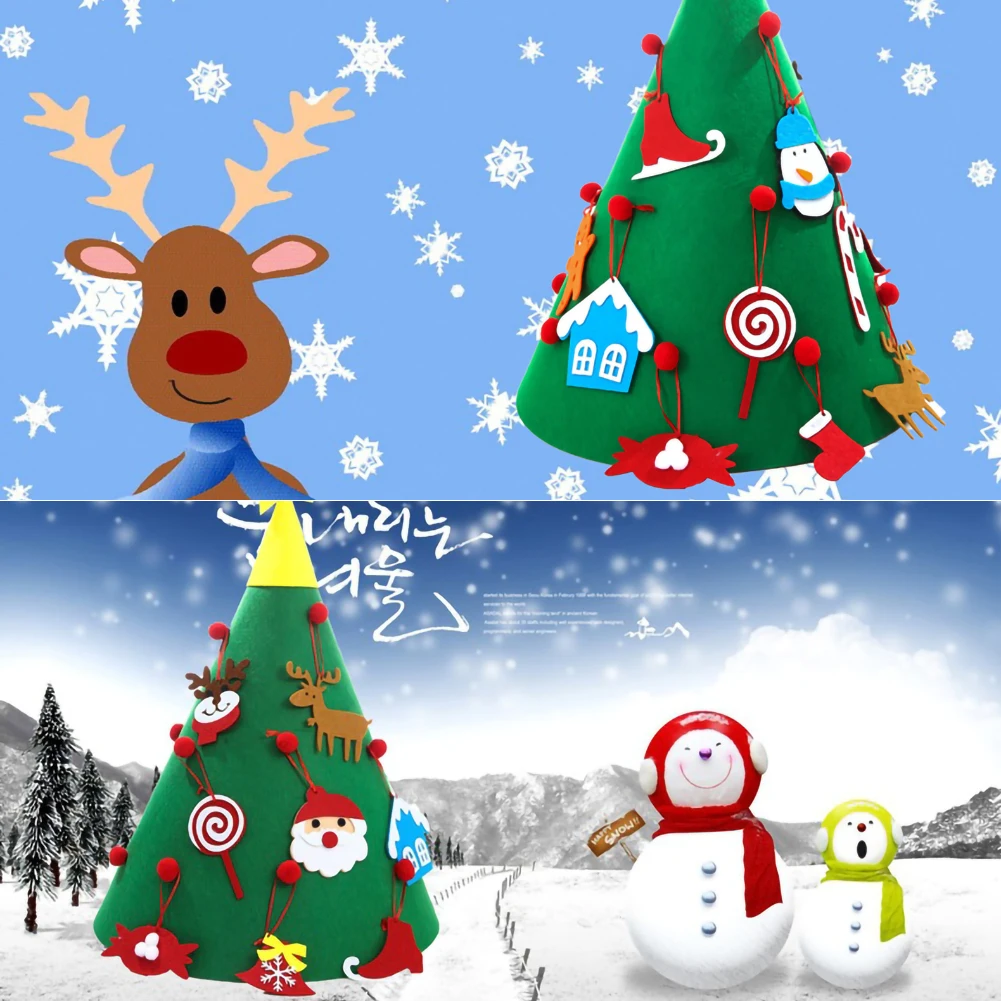 DIY Christmas Tree Felt Cloth Carpet Puzzle Ornament Handmade Children's Kids Gift Home Decoration For Xmas New Year | Дом и сад