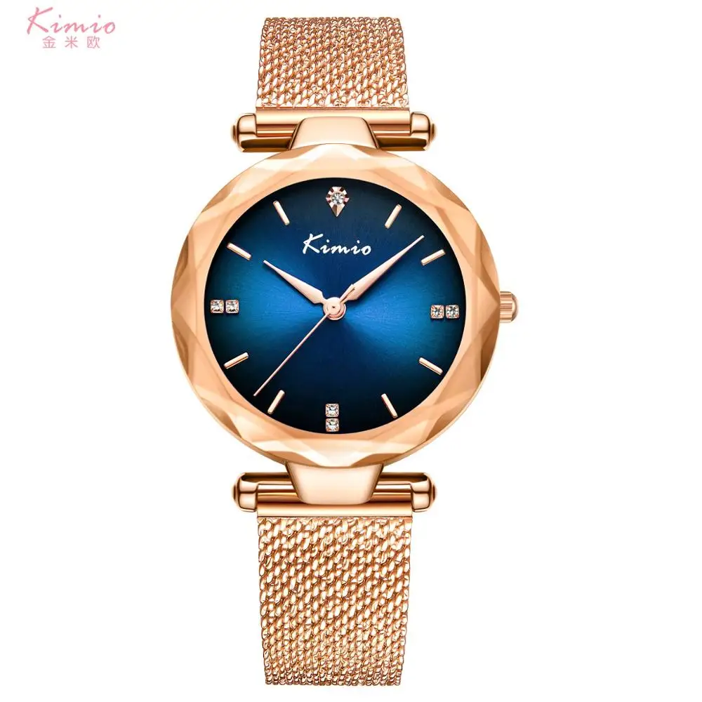 Alloy Case Stainless Steel Strap Curved Glass Kimio Fashion Lady Watches