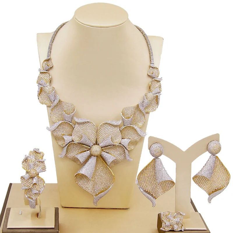 

Yulaili Luxury Flower Tassels Pendant Necklace For Charm Women Wedding Full Cubic Zircon Fashion Party Jewelry Gift 2021