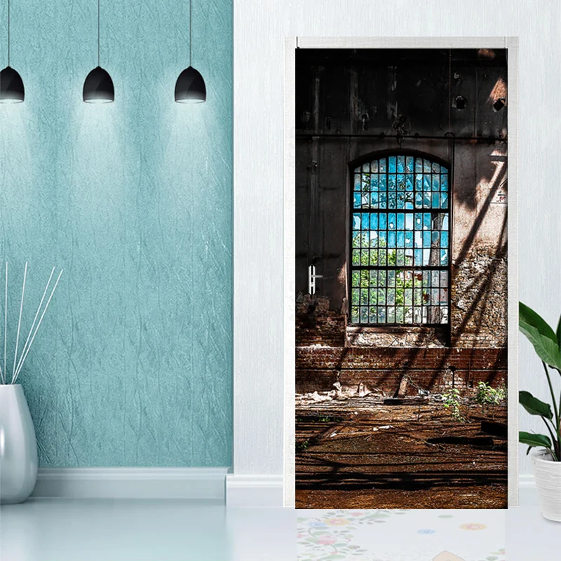 Custom Size/77*200CM Art Door Sticker DIY Waterproof Self Adhesive 3D Wallpaper Stickers on the Doors Home Decor Poster Decals | Дом и сад