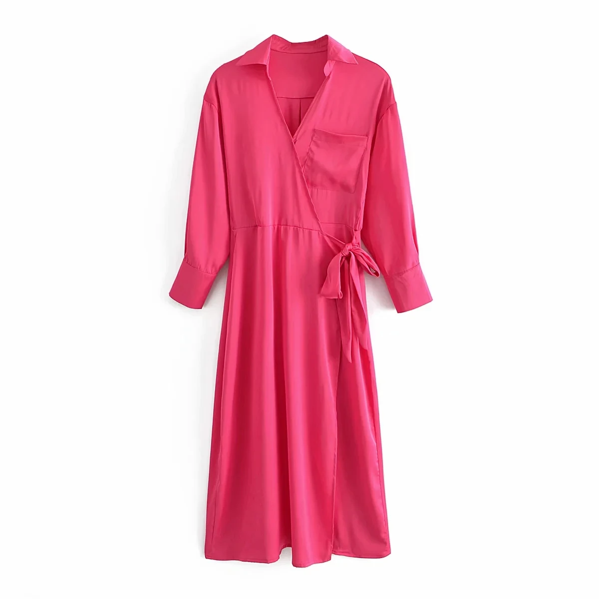 

Za Spring woman vestidos Long Tie belt Dresses chic Casual long Sleeve Tie-string Midi shirt Dress temperament Party robe 2021