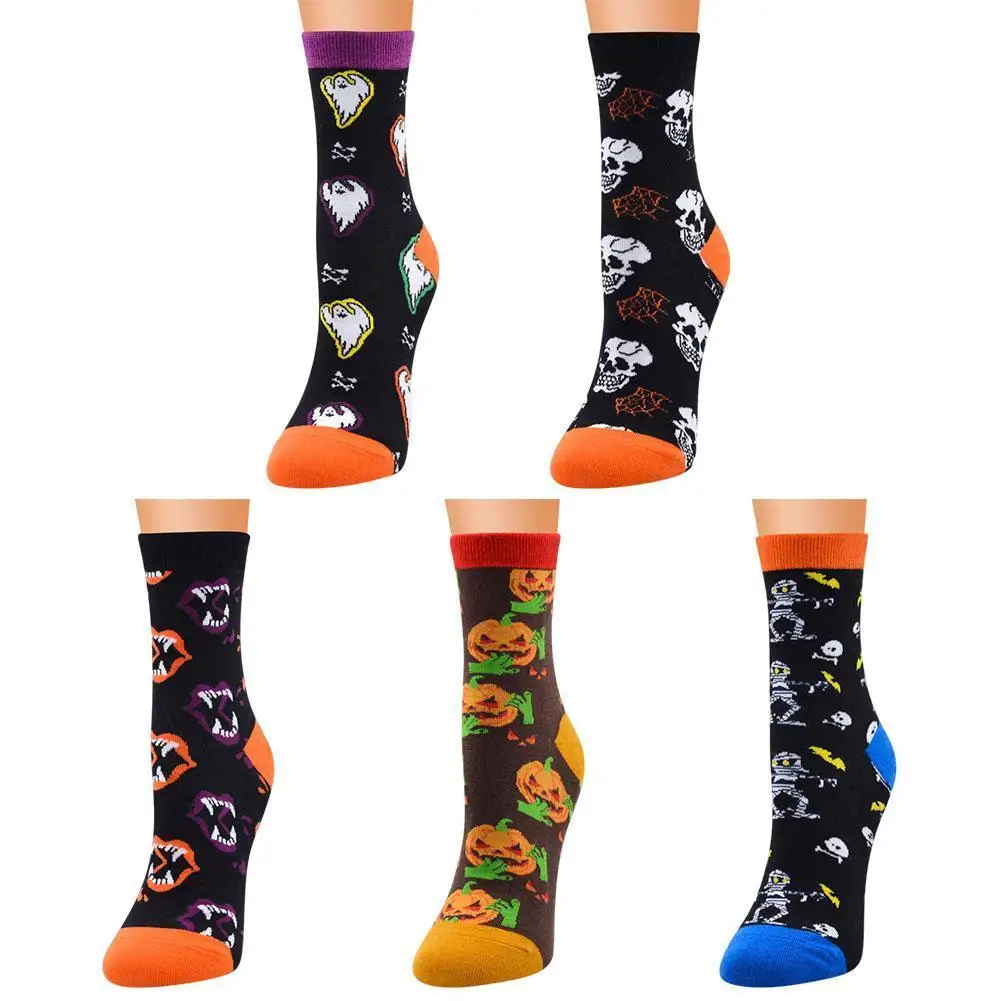 

Hot Sale Halloween Socks Cartoon In Tube Socks Happy Colorful Novelty Skateboard Socks Gifts Pure Cotton Female Socks