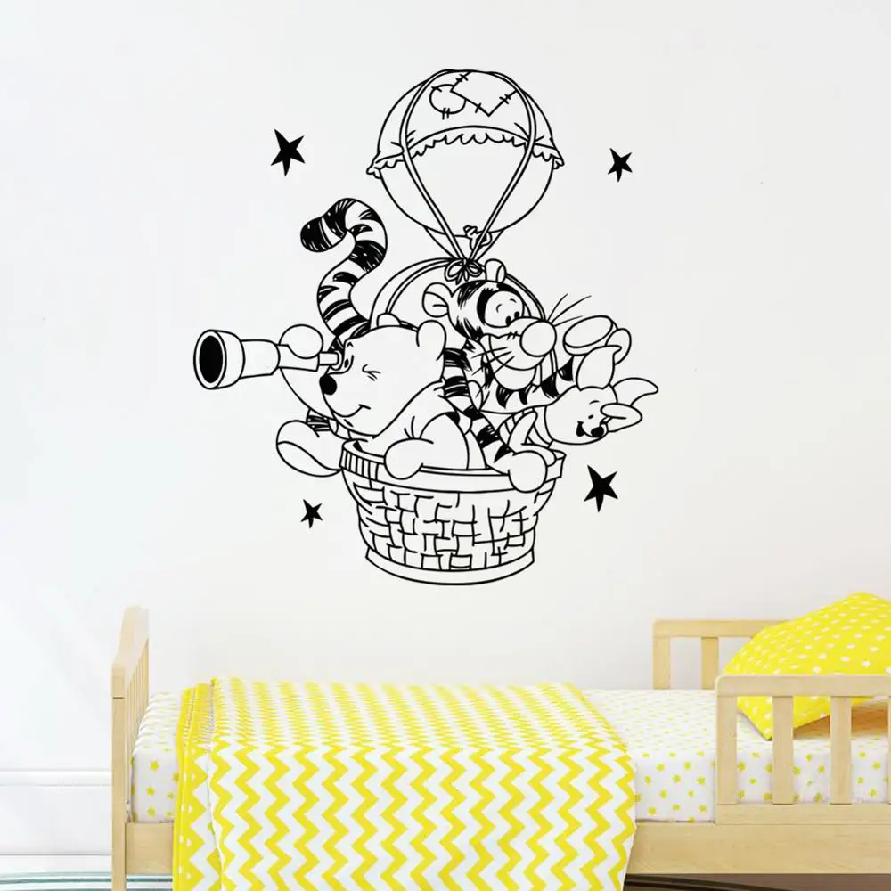 

Disney Winnie The Pooh Wall Decal Hot Air Balloon Vinyl Decal Nursery Room accessories wall stickers home decoration