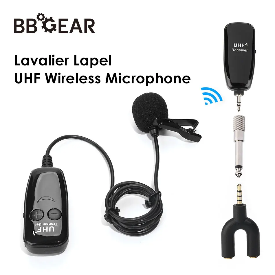 Беспроводной микрофон BBGear UHF Lavalier для записи YouTube Live интервью iPhone Android ПК с