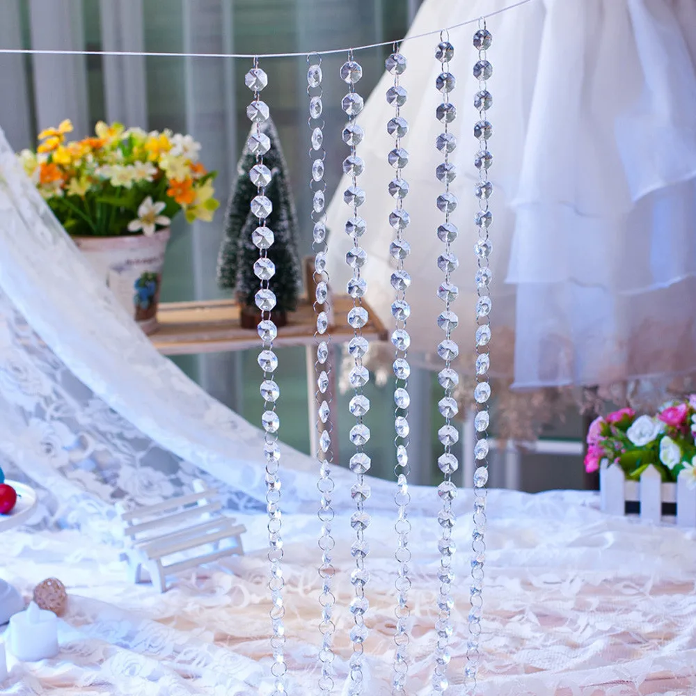 

Clear 1m DIY Garland Diamond Rhinestone Curtain Acrylic Crystal Bead Curtain Wedding Party Decor Acrylic Crystal Beaded Curtain
