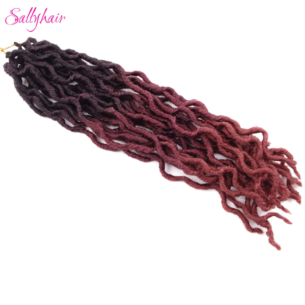 T1B/красный Sallyhair вязанные косички для наращивания волос 24 пряди/упаковка Faux locs Curly Ombre синтетические плетеные волосы 18 дюймов - Цвет: T1B/красный