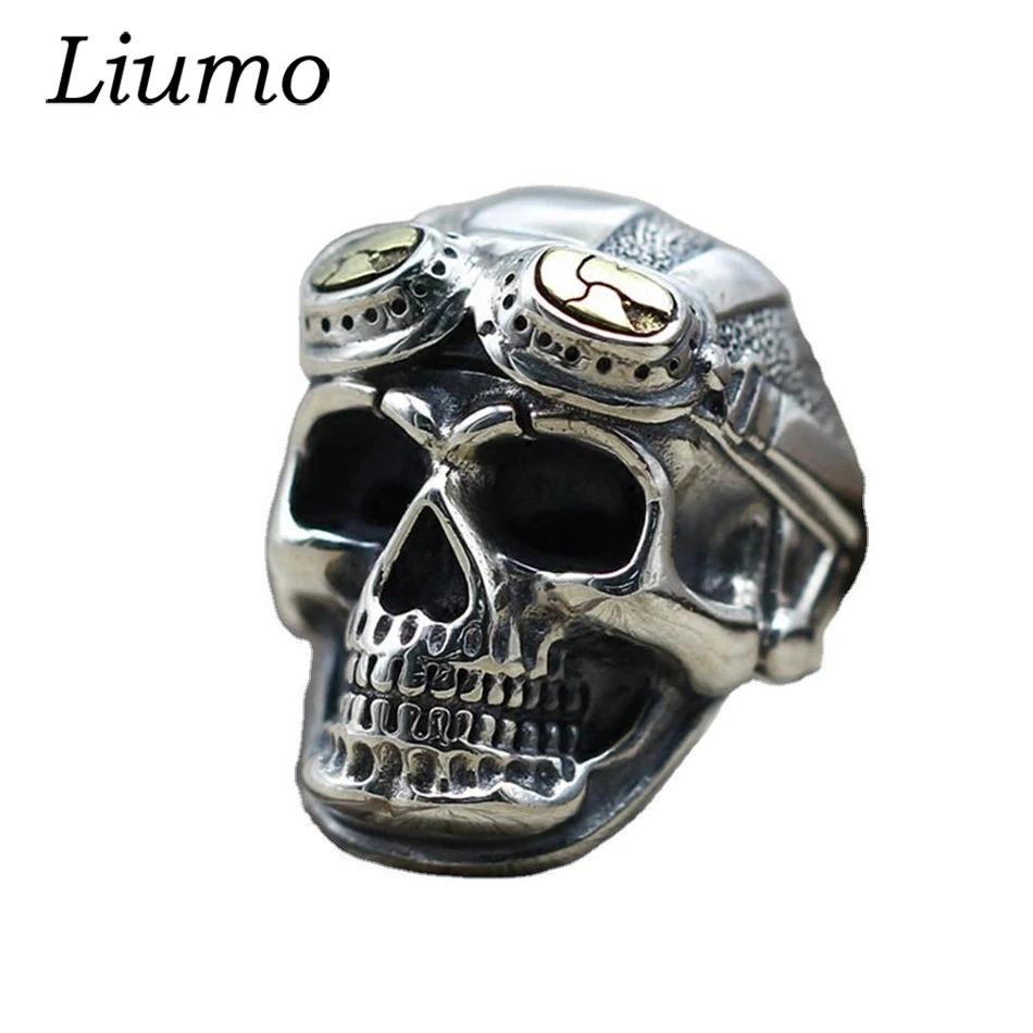 Liumo модные трендовые пилотные очки с черепом из медного сплава мужские