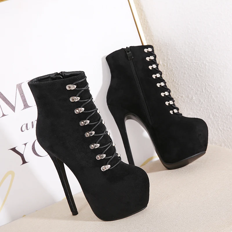 

New classic buckle 13CM super high heel stiletto Martin female boots