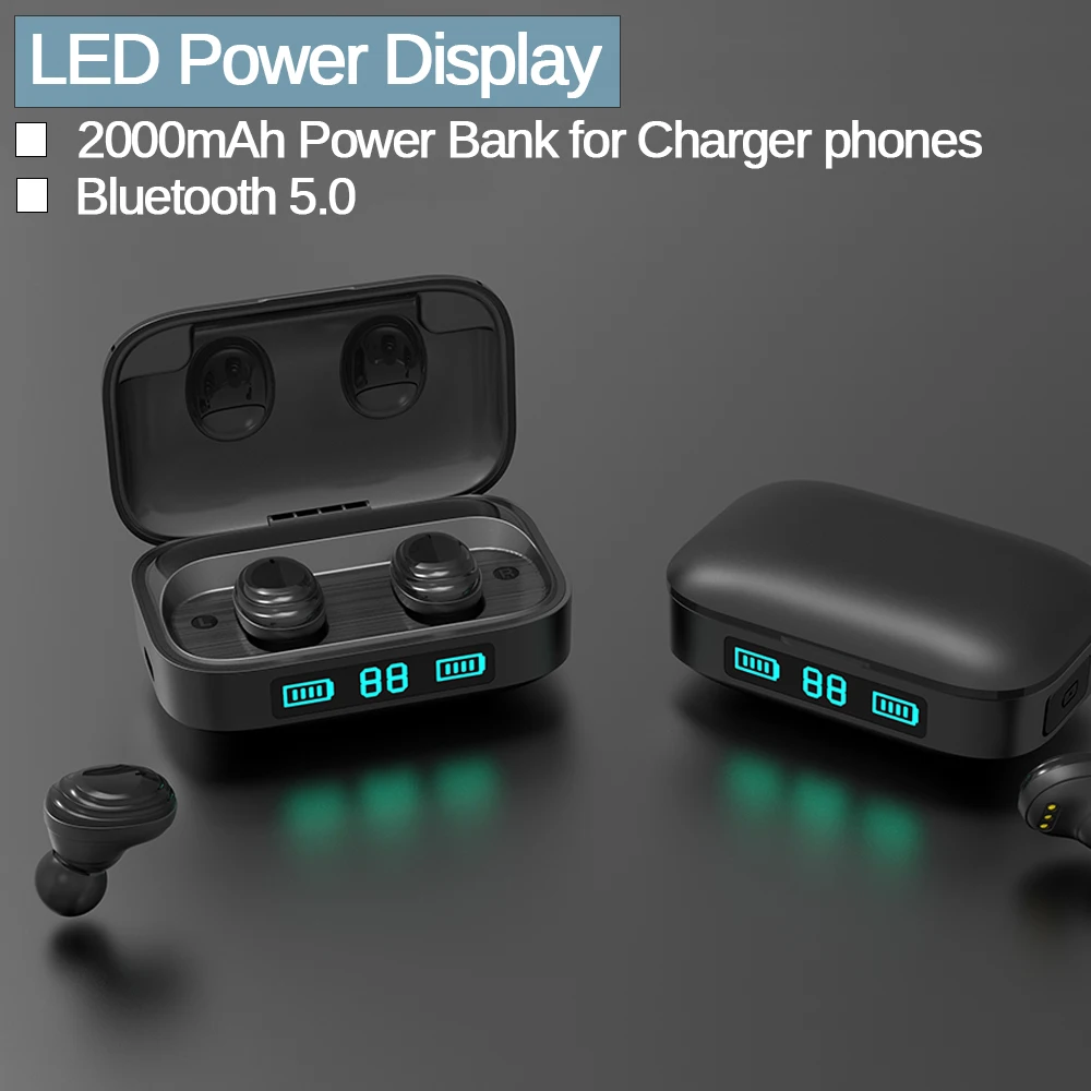 TWS wieless bluetooth гарнитура геймер стерео наушники водонепроницаемые спортивные со