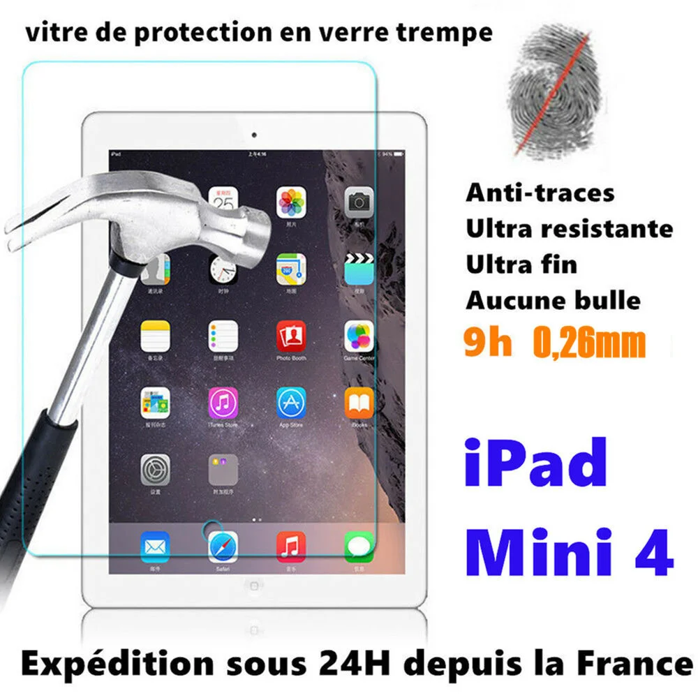 

Vitre Film de protection d'écran en verre Trempé incassable For iPad mini 4