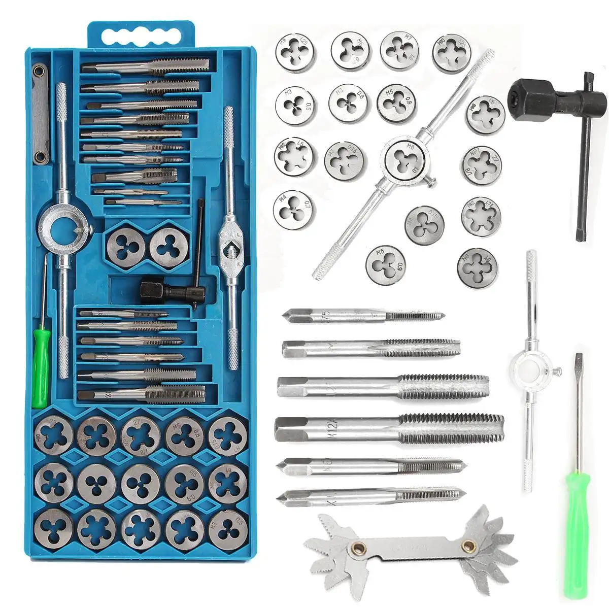 

12/20/40Pcs Metric Tap Wrench and Die Pro Set M6-M12/M3-M12 Adjustable Tap Wrench Nut Bolt Alloy Metal Hand Tools