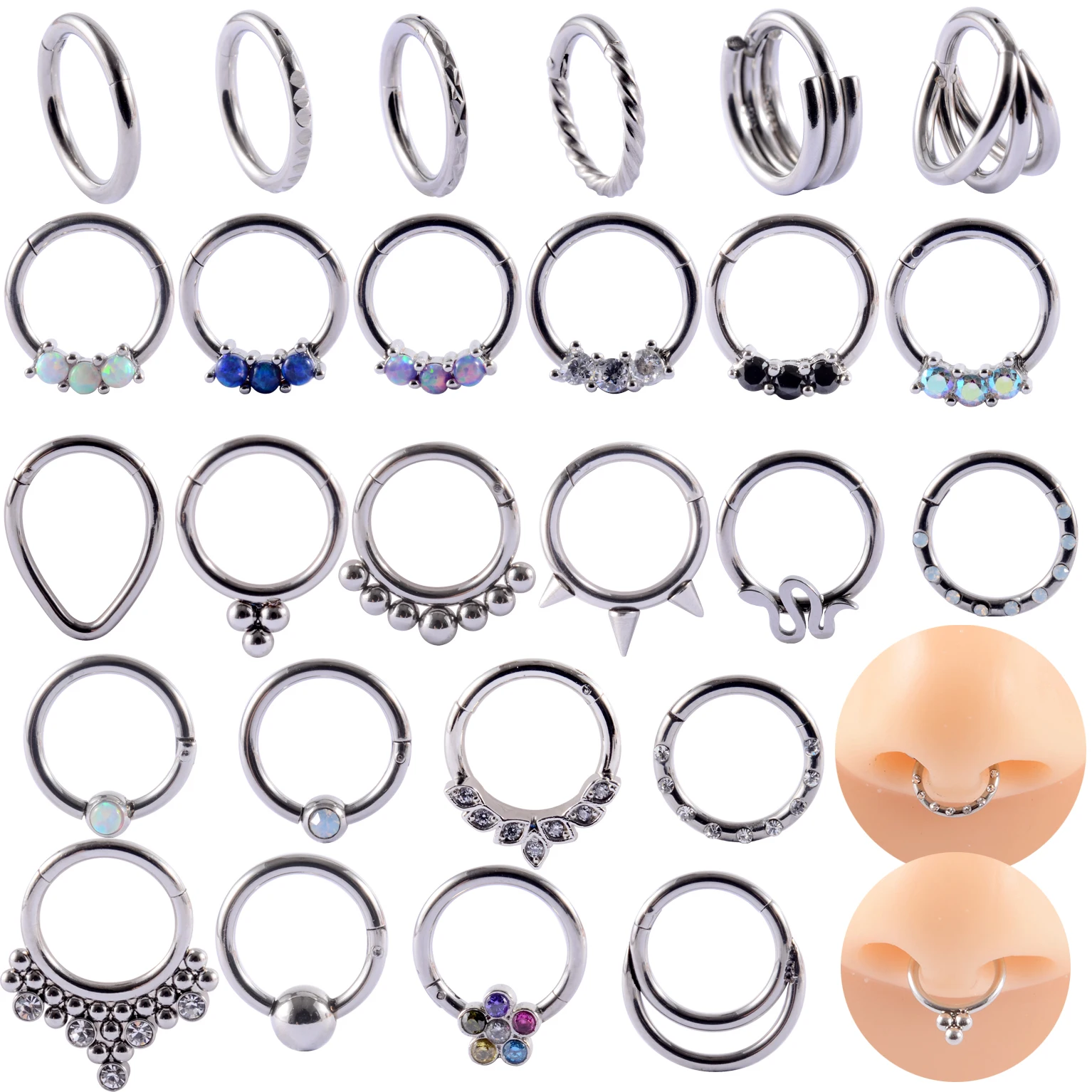 Пирсинг носовой перегородки с сегментом опала Ювелирное Украшение для пирсинга