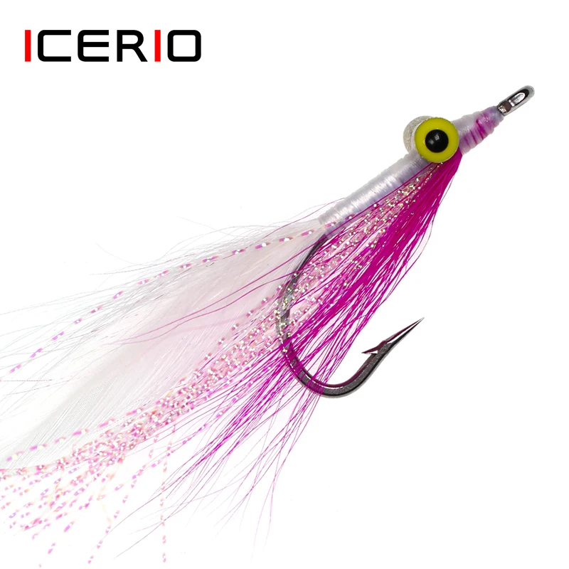 

ICERIO 3PCS Stainless Steel Hook Clouser Minnow Streamers Artificial Flies Bass Saltwater Fishing Fly Lure Bait