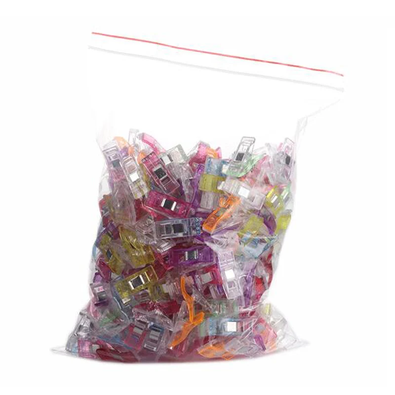 

50PCS Mixed Color Clothing Clips Holder Plastic Wonder Clips For Fabric Craft Quilting Knitting Sewing Crochet